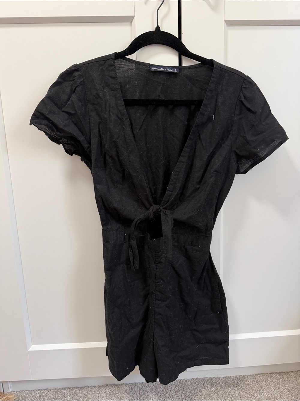 Abercrombie & Fitch Black Tie-Front Mini Romper